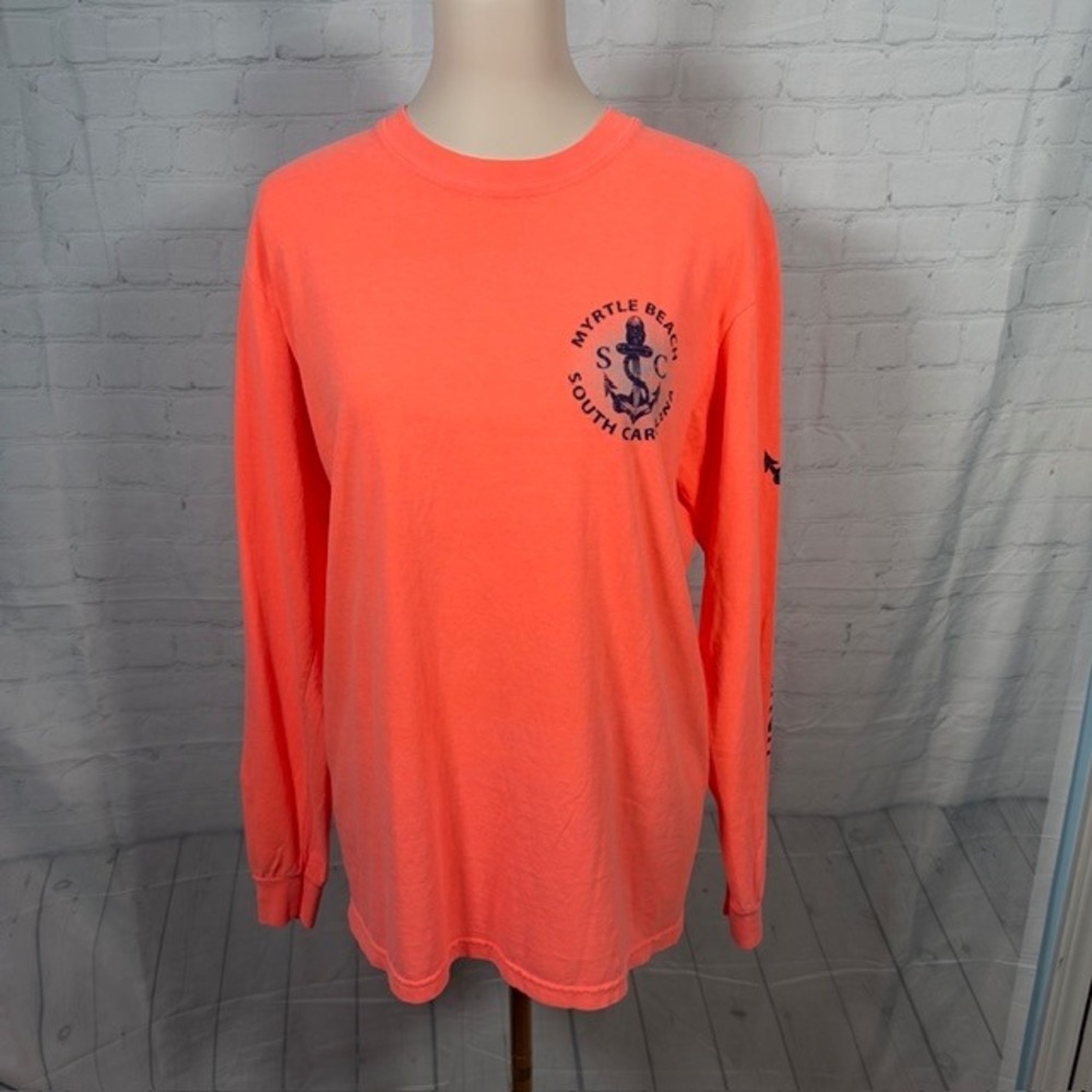 NWT Comfort Colors Myrtle Beach SC Long Sleeveโ Tee Neon Orange M